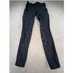 Horze Crescendo Equestrian Riding Tights Black Full Seat Silicone Grip USA 22